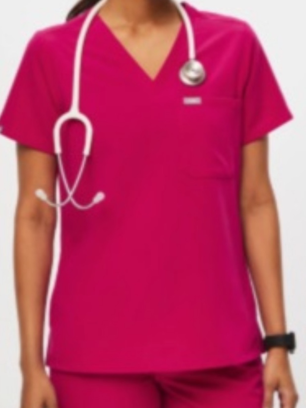 Figs Catarina Ultra Rose V-Neck Scrub Top- Medium
